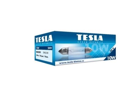 Лампа автомобільна салона, підсвітки номерного знака 24В C10W 10 шт. TESLA B86202