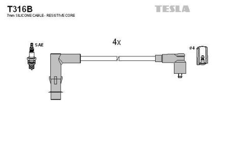 К-кт проводів В/В Renault Laguna 2.0 01-07/Megane I 2.0 TESLA T316B