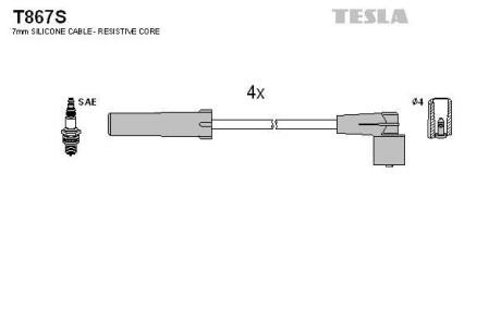 Дроти запалювання високовольтні, інжектор ВАЗ 21214, 2123 1.7 силікон TESLA T867S
