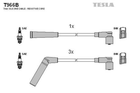 Провод высоковольтный TOYOTA COROLLA/STARLET 1.3, к-т TESLA T966B