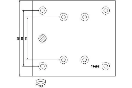 Комплект гальмівних накладок, барабанне гальмо TEXTAR 1949402