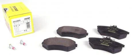Комплект гальмівних колодок передн, AUDI 100 C3, 80 B3, 80 B4, A4 B5 CHERY COWIN, FENGYUN, TIGGO GEELY CK SEAT CORDOBA, CORDOBA VARIO, IBIZA II, INCA, TOLEDO I VW CADDY II 1.3-2.9 08.86- TEXTAR 2016804