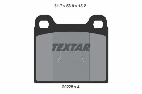 Комплект гальмівних накладок, дискове гальмо TEXTAR 2022803