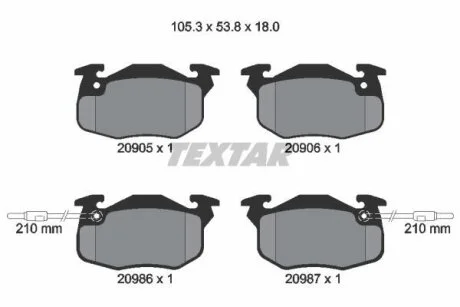 Колодки гальмівні дискові, комплект TEXTAR 2090506