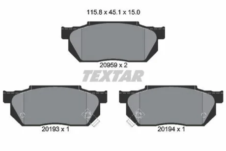 HONDA Тормозные колодки передние Civic,Accord TEXTAR 2095902
