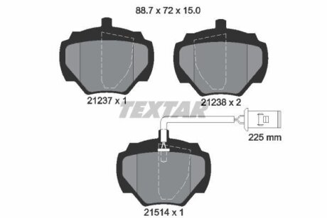 Комплект тормозных колодок, дисковый тормоз TEXTAR 2123701