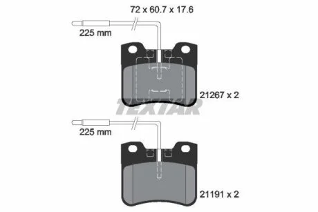 Комплект гальмівних колодок, дискове гальмо TEXTAR 2126702