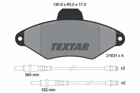 Комплект гальмівних колодок, дискове гальмо TEXTAR 2163102
