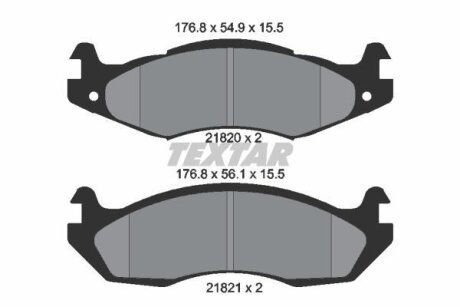 Комплект гальмівних накладок, дискове гальмо TEXTAR 2182001