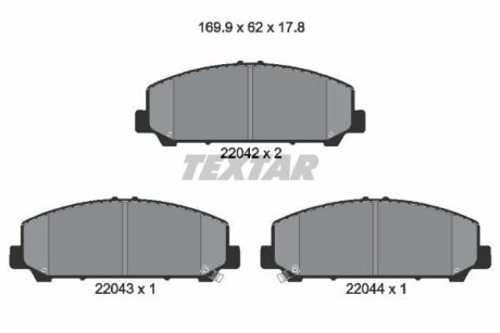 Комплект гальмівних колодок, дискове гальмо TEXTAR 2204201
