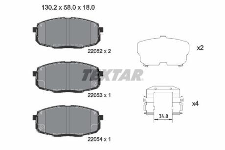 Колодки тормозные HYUNDAI CRETA 16- (с противошумной пластиной Q+) пер. TEXTAR 2205203