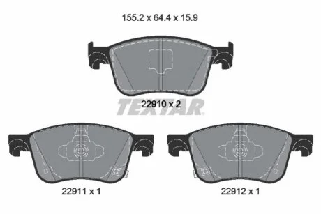 Комплект гальмівних накладок, дискове гальмо TEXTAR 2291001