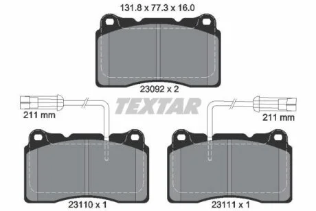 Комплект гальмівних колодок з 4 шт. дисків TEXTAR 2309201