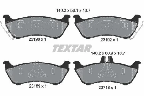 Комплект гальмівних колодок задн, MERCEDES M (W163) 2.3-4.3 02.98-06.05 TEXTAR 2319002