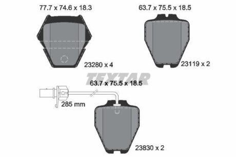 Колодки тормозные VAG A4/A6/ALLROAD/PASSAT/PHAETON 94- (с противошумной пластиной Q+) пер. TEXTAR 2328001
