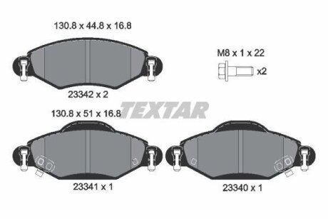 Комплект тормозных колодок, дисковый тормоз TEXTAR 2334001