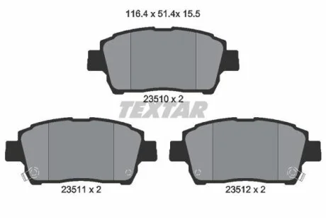 Тормозные колодки дисковые TOYOTA COROLLA 120 пер. TEXTAR 2351002