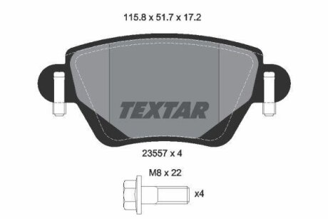 Комплект гальмівних колодок з 4 шт. дисків TEXTAR 2355701