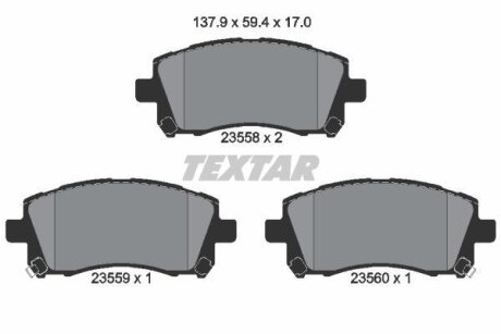 Тормозные колодки дисковые SUBARU FORESTER/IMPREZA/LEGACY/OUTBACK пер. TEXTAR 2355802