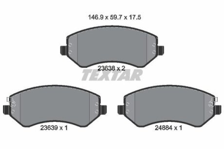 Колодки тормозные CHRYSLER VOYAGER 00- 2.4-3.3 перед. TEXTAR 2363801