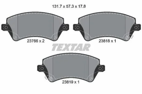 Тормозные колодки дисковые TOYOTA COROLLA -07 1.4-2.0 пер. (с противошумной пластиной Q+) TEXTAR 2376601