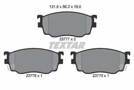 Комплект тормозных колодок, дисковый тормоз TEXTAR 2377701