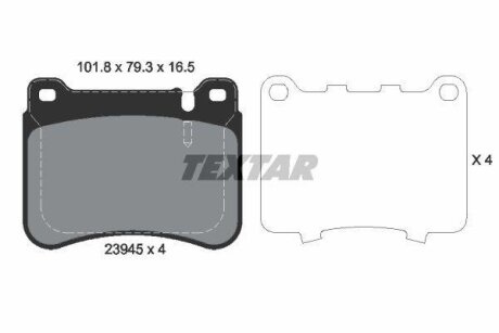 Колодки тормозные MB W203 -07 перед. (с противошумной пластиной Q+) TEXTAR 2394501