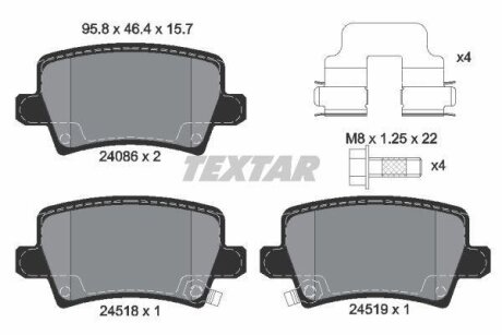 Колодки тормозный задние FDB1862, 43022SMGE01, 43022SMGE02 TEXTAR 2408601