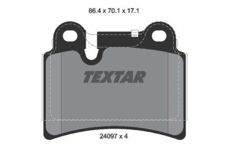 Комплект гальмівних колодок задн, VW TOUAREG 2.5D-6.0 10.02-03.18 TEXTAR 2409701