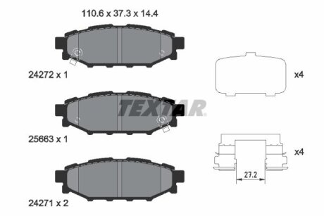 Колодки тормозные TOYOTA GT 86 12- зад. TEXTAR 2427201 (фото 1)