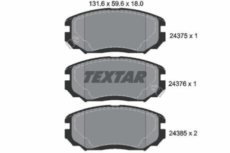 Гальмівні колодки HYUNDAI Sonata/Grandeur F 05-11 - заміна на T2239301 TEXTAR 2437501
