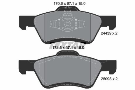 Колодки тормозные MAZDA TIBUTE 00- перед. (с противошумной пластиной Q+) TEXTAR 2443901