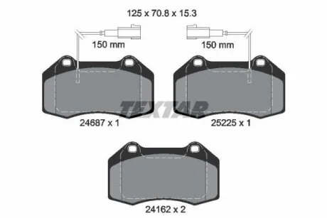 Комплект гальмівних накладок, дискове гальмо TEXTAR 2468701