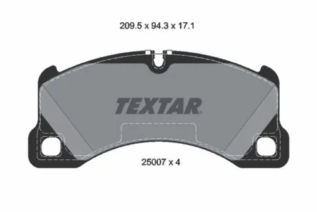 Комплект гальмівних колодок передн, PORSCHE CAYENNE, MACAN, PANAMERA, PANAMERA SPORT TURISMO 2.0-4.8 05.02- TEXTAR 2500703