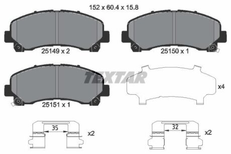 Комплект тормозных колодок, дисковый тормоз TEXTAR 2514901