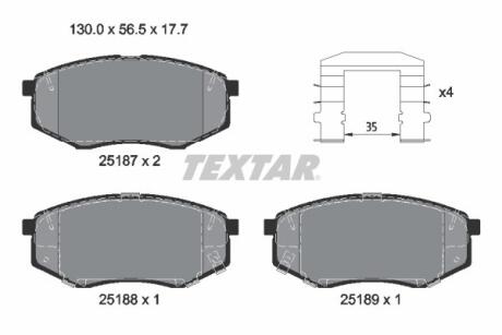 Колодки тормозные HYUNDAI SONATA VII (LF) 15- (с противошумной пластиной Q+) пер. TEXTAR 2518704