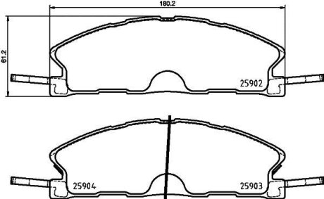Комплект гальмівних колодок передн, FORD USA EXPLORER, FLEX, TAURUS 2.0/2.3/3.5 09.08- TEXTAR 2590201
