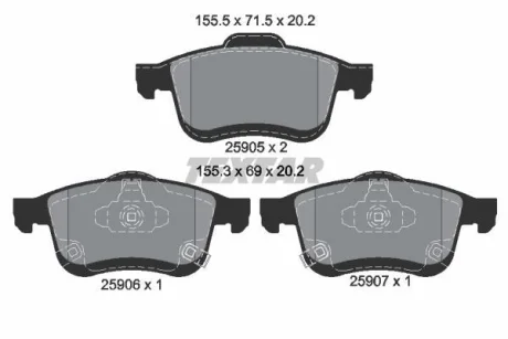 Комплект гальмівних колодок TEXTAR 2590501