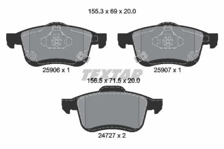 Колодки гальмівні дискові, комплект TEXTAR 2590601