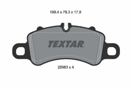 Комплект гальмівних накладок, дискове гальмо TEXTAR 2598303