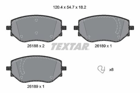 Комплект гальмівних колодок, дискове гальмо TEXTAR 2618801