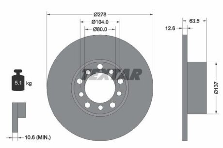 DB Диск тормозной пер.278*12,7 W123 -85 200-300B/D TEXTAR 92009500