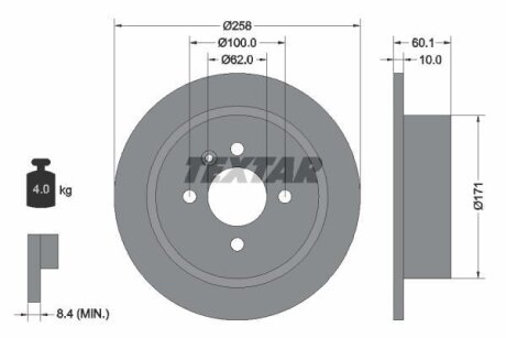 BMW Диск тормозной задний 316 82- 258 10 8.4 TEXTAR 92019200