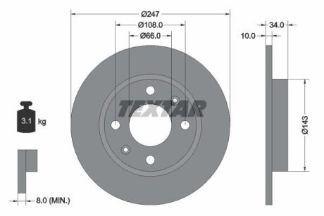 Диск тормозной передний PEUGEOT 106,205,309, 405 (247*10) TEXTAR 92029803