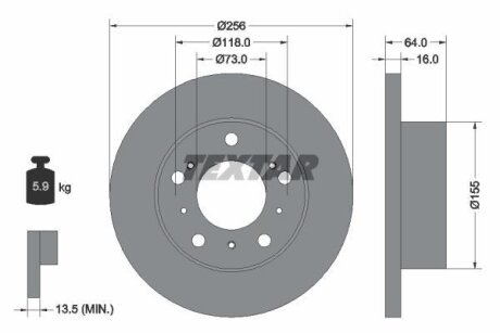 Диск тормозной передний CITROEN,FIAT,PEUGEOT (256*16) TEXTAR 92034400