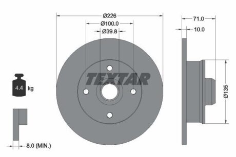 Диск гальмівний (задній) TEXTAR 92041803