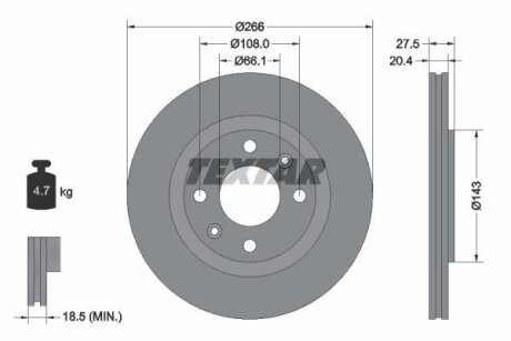 Диск тормозной передн. Citroen Berlingo 96-02 TEXTAR 92048103