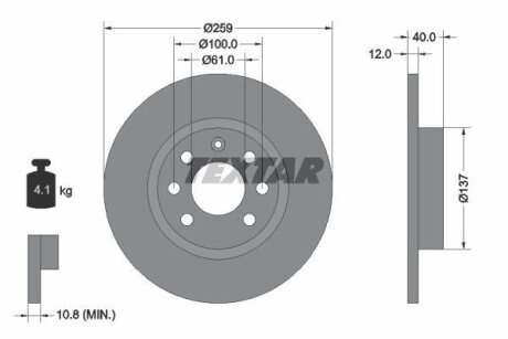 VOLVO Тормозной диск передний 440-460 -96 TEXTAR 92050600
