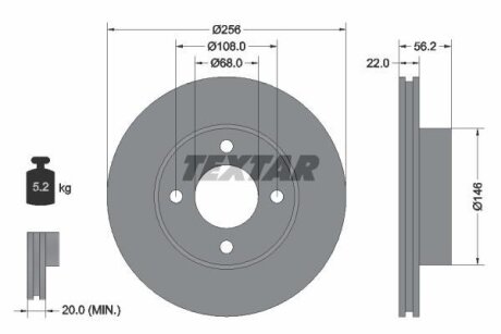 Диск тормозной передний 80 1.8-2.3E 91-92 TEXTAR 92054200