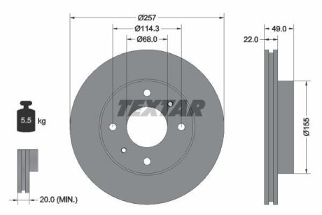 Диск тормозной NISSAN ALMERA(N16)/PRIMERA(P10/P11) 96- пер. TEXTAR 92056300